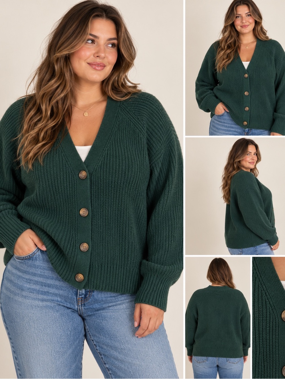 Old Navy Ribbed Button-Front Cardigan – Green – Size XL